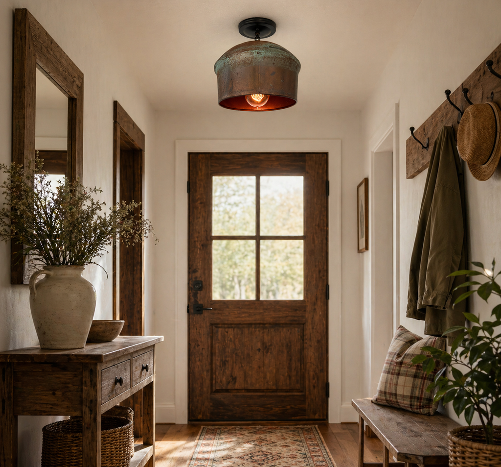Modern Handcrafted Copper Pendant Light with Chain | 8.5"