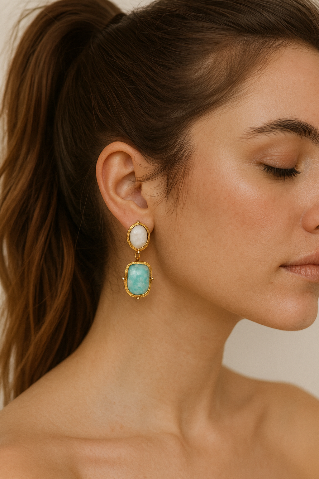 Harbor Mist Gemstone Drops 18K Gold Non Tarnish