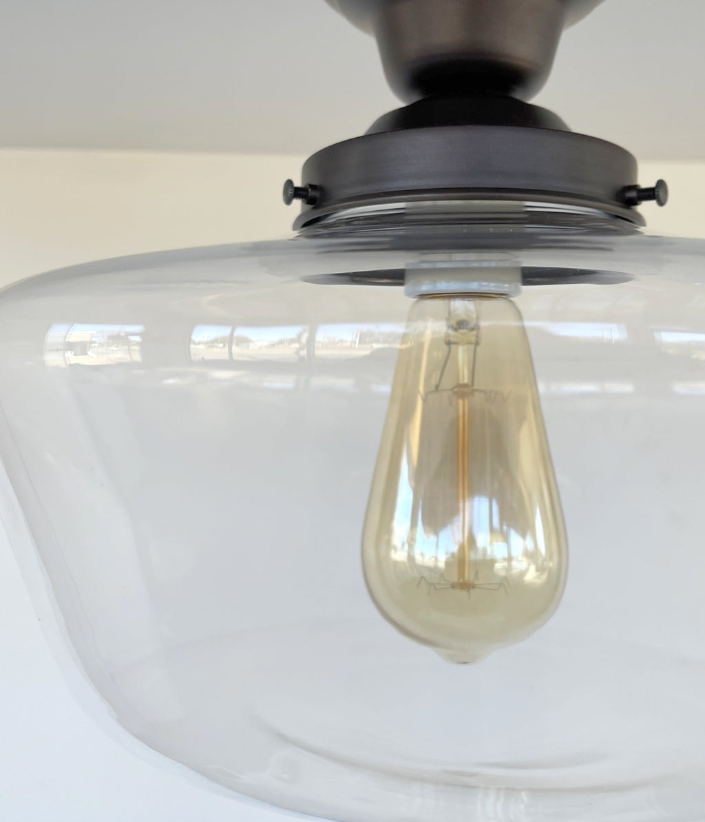Large Clear Glass Schoolhouse Ceiling Light | 12"