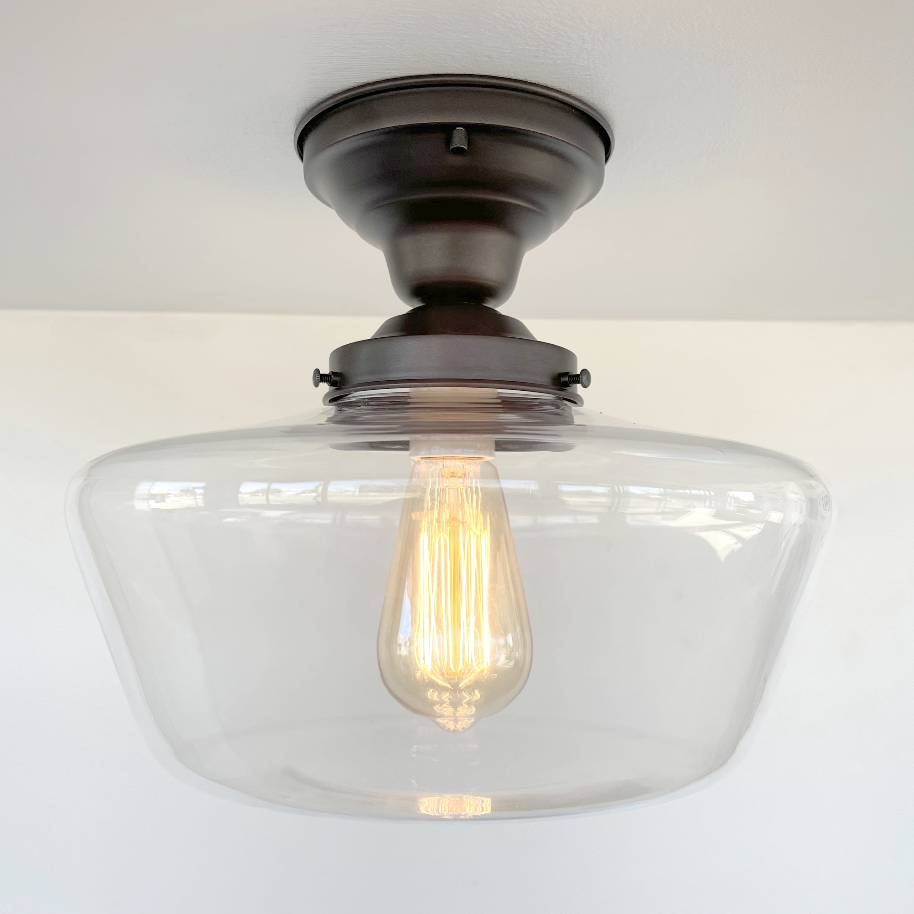 Large Clear Glass Schoolhouse Ceiling Light | 12"