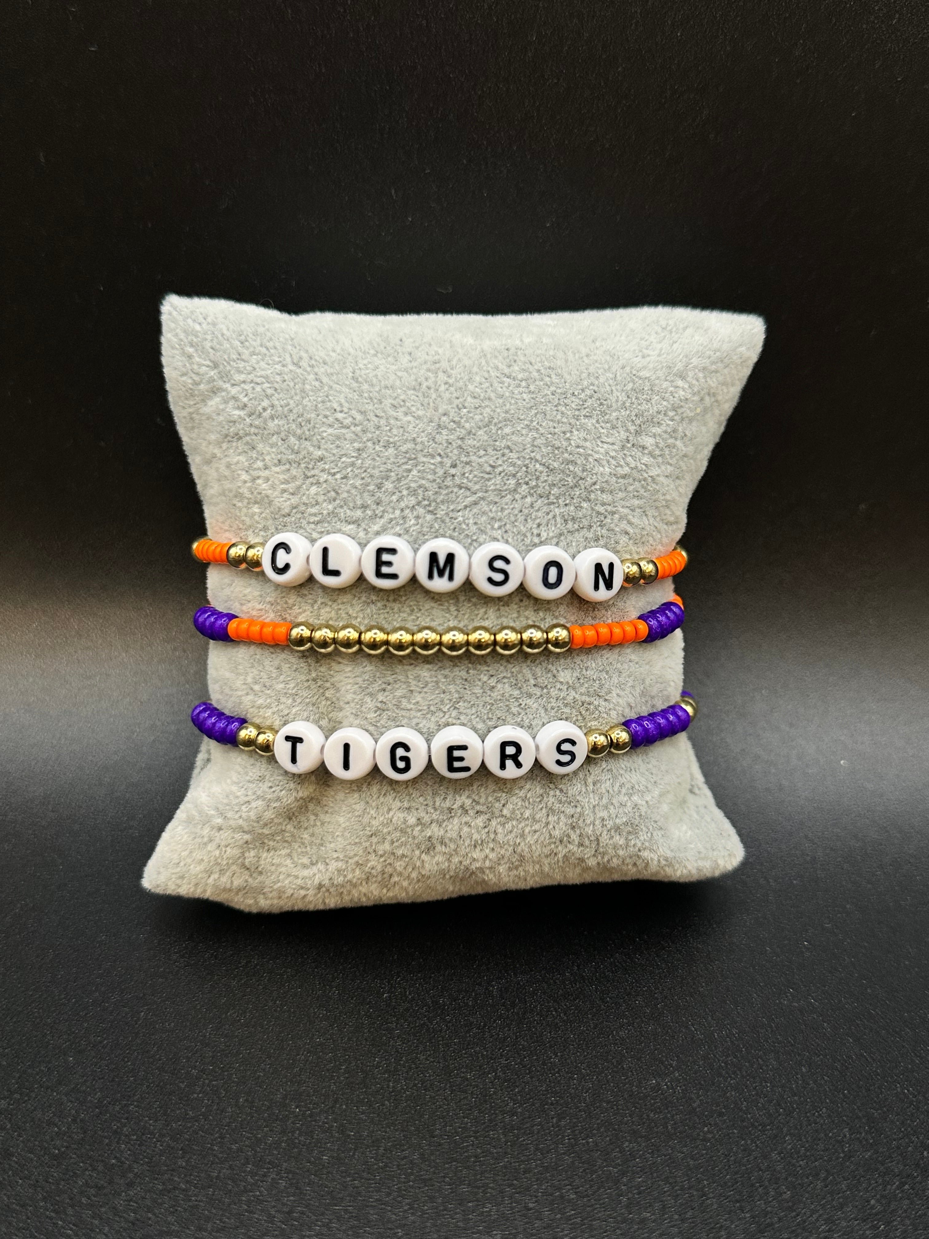 Clemson Game Day | Tigers Bracelet Set – Orange, Gold, and Purple (Set of 3)