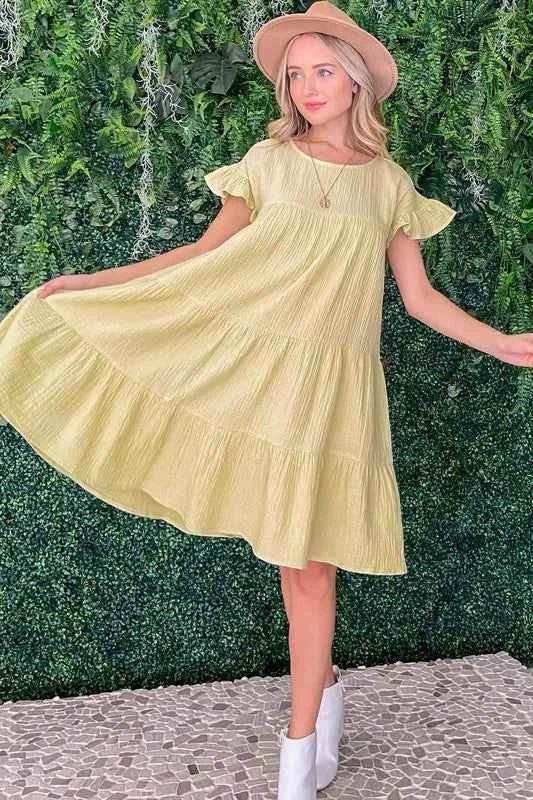And The Why Cotton Gauze Baby Doll Casual Dress
