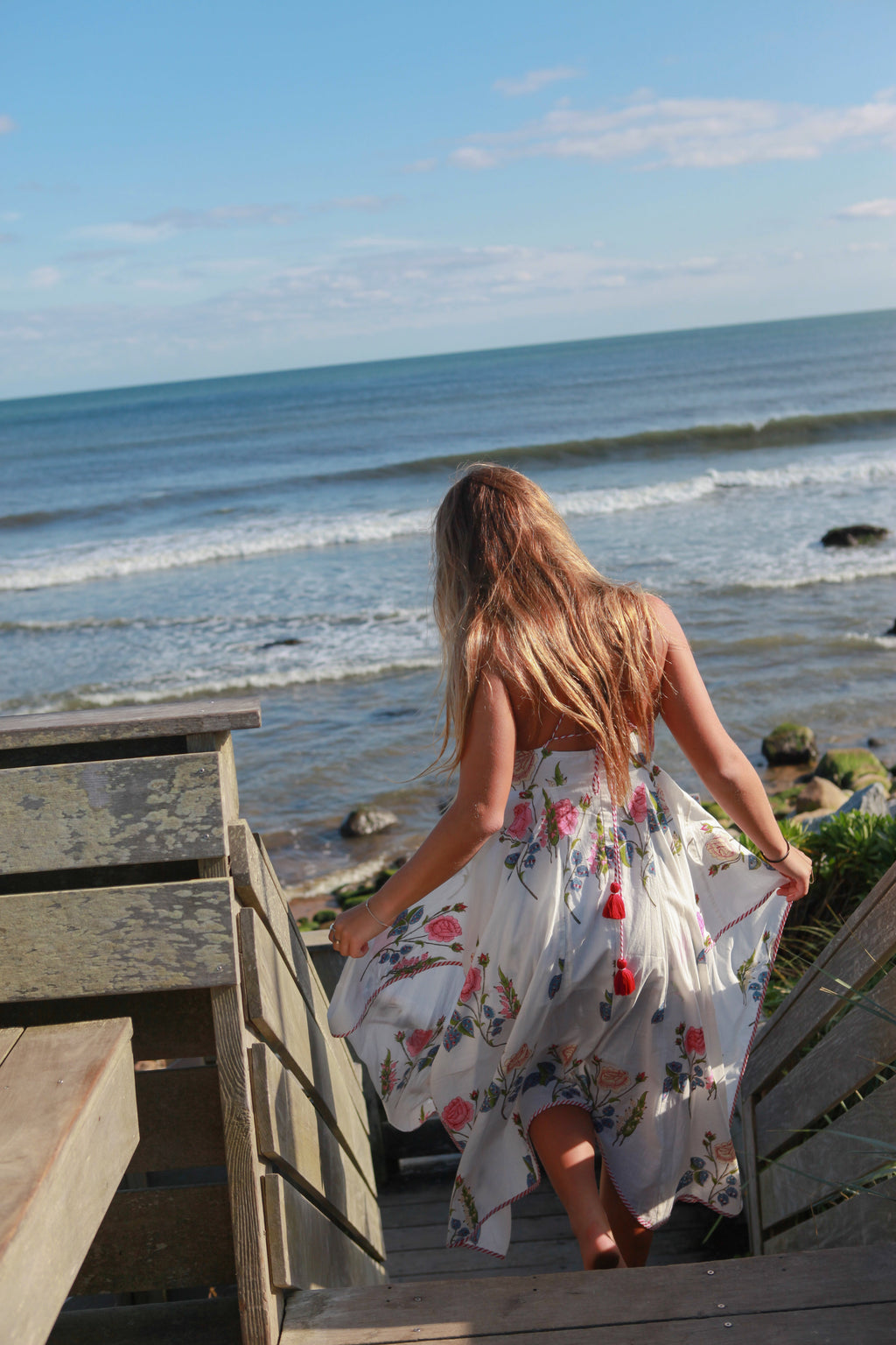 Cross Back Dress in Multi Rosette