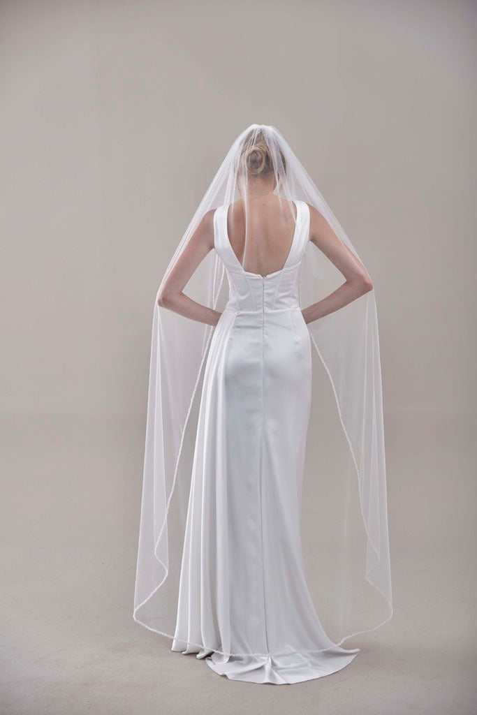 Elegant Beaded Wedding  Veil-D205R