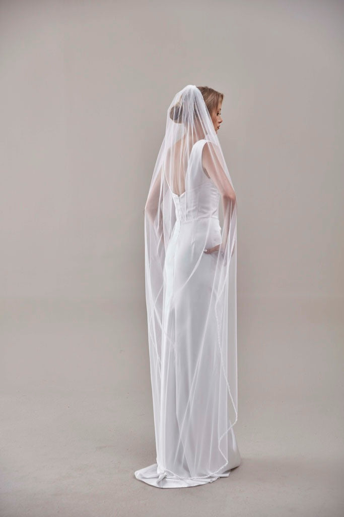 Elegant Beaded Wedding  Veil-D205R