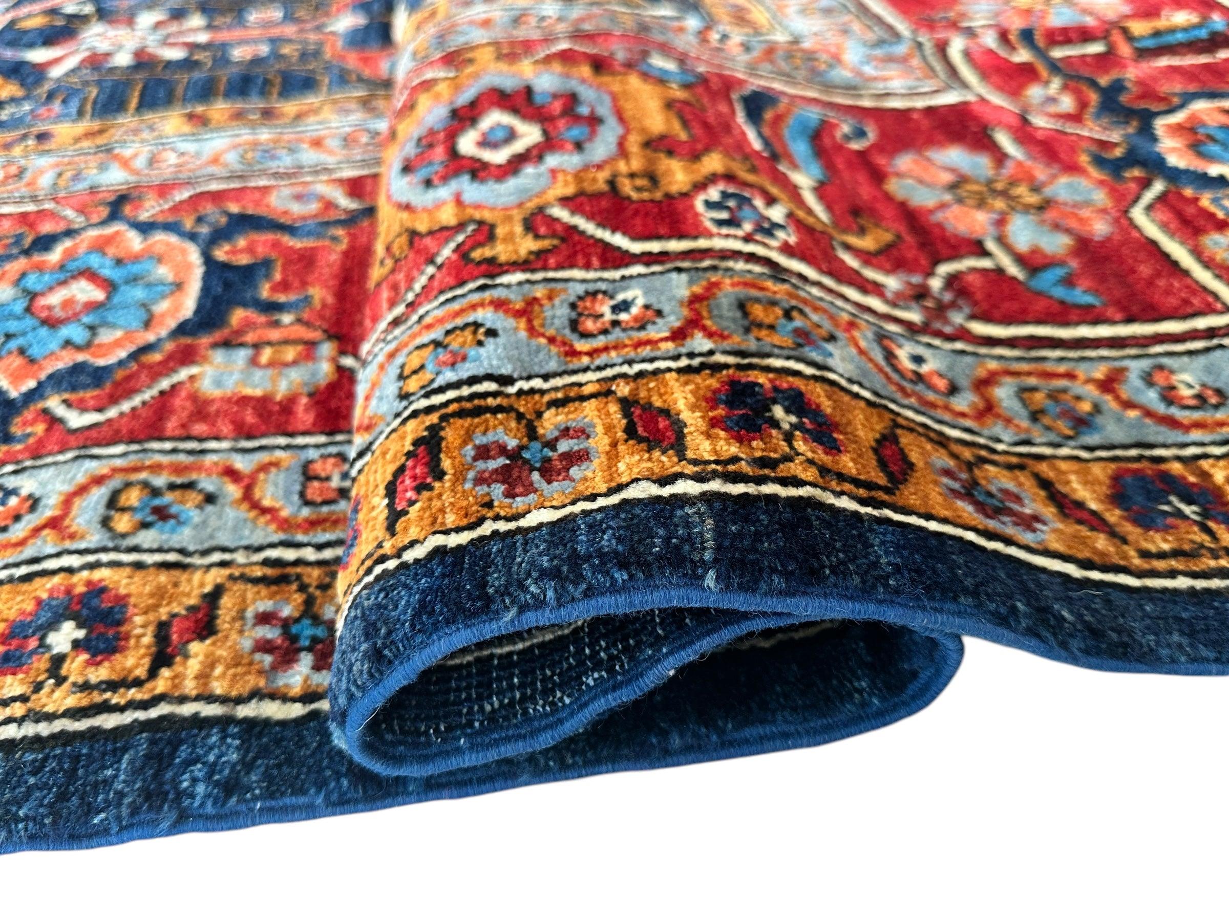 Hand-Knotted Afghani Bidjar Wool Rug – 9’x12’ – Intricate Geometric & Floral Motifs