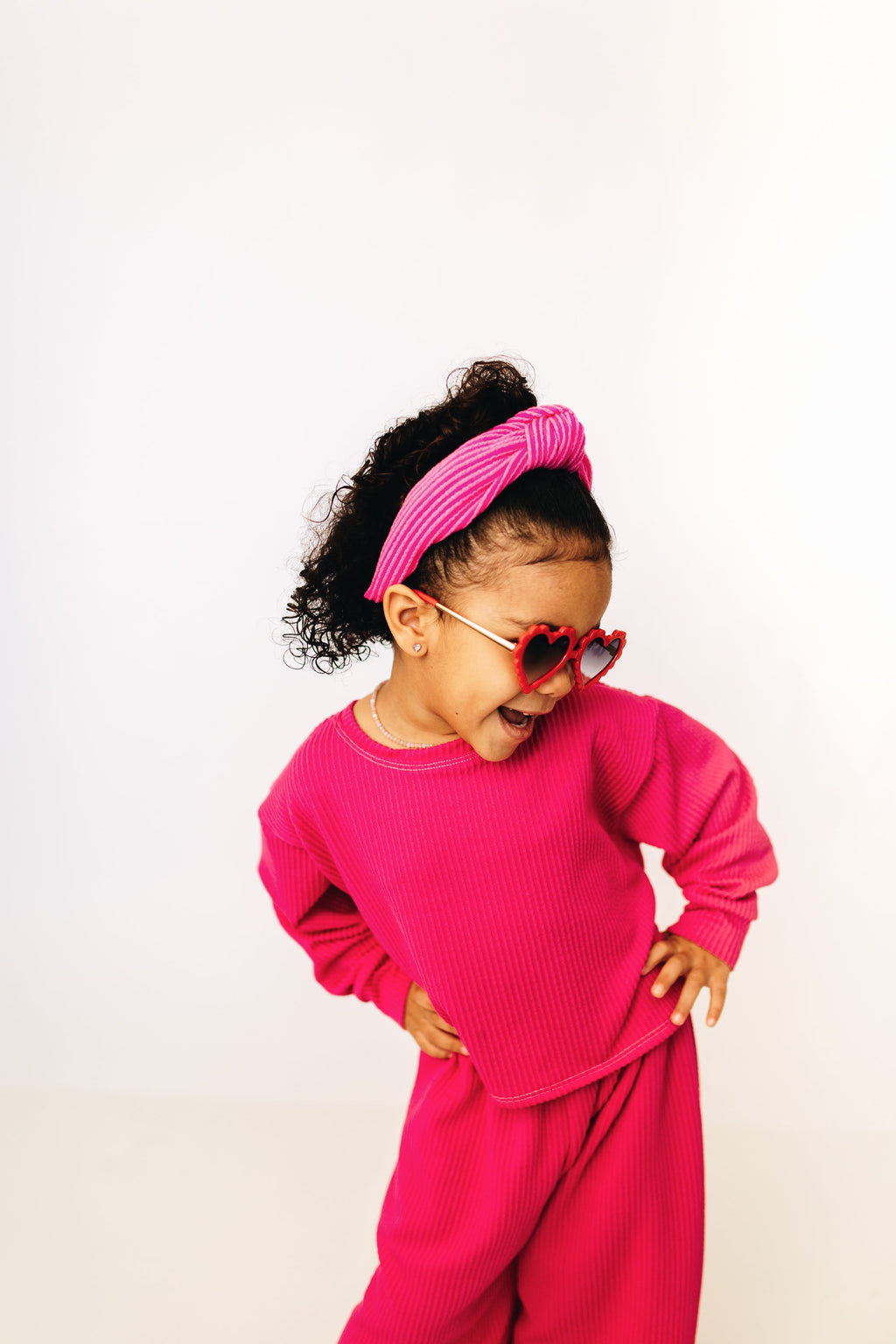 Hot Pink Ribbed Knotted Headband for Girls & Women