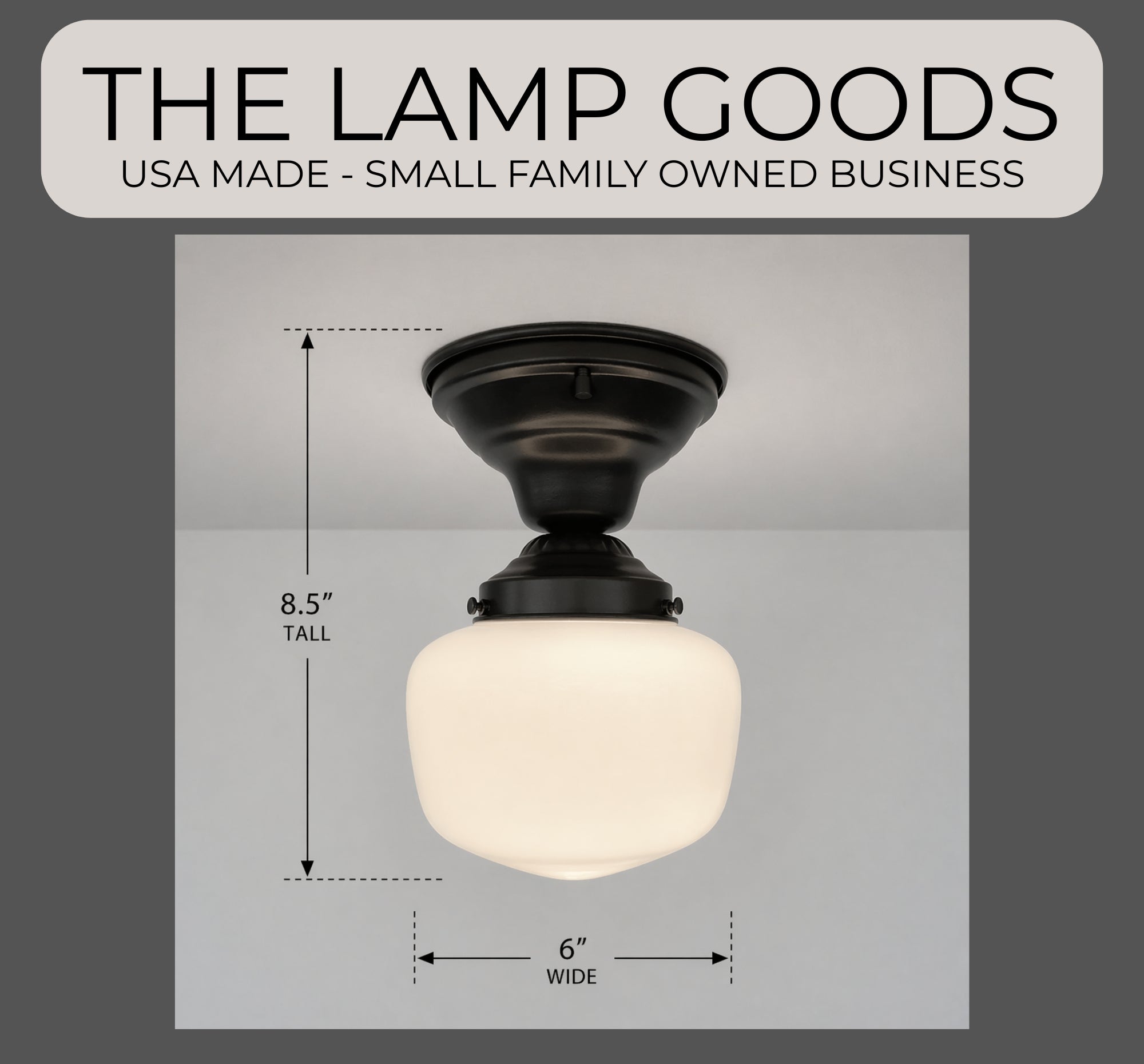 Antique Opal Simple Milk Glass Schoolhouse Ceiling Light | 6" Semi-Flush