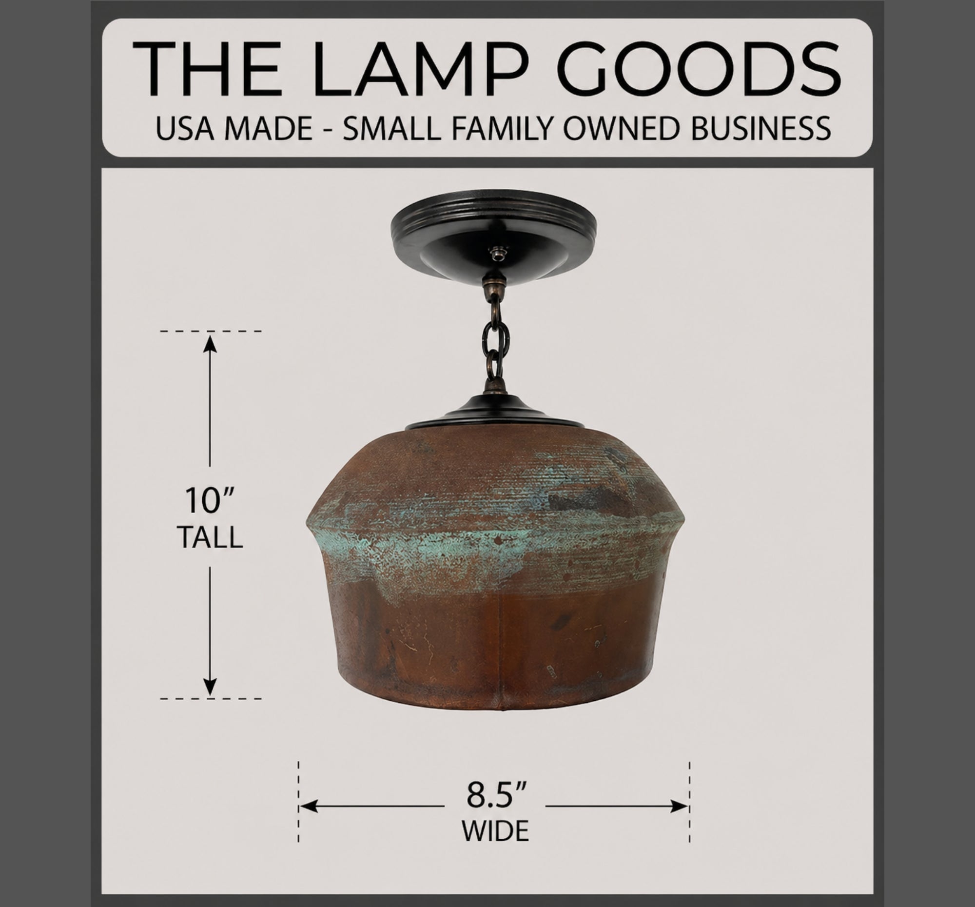 Modern Handcrafted Copper Pendant Light with Chain | 8.5"