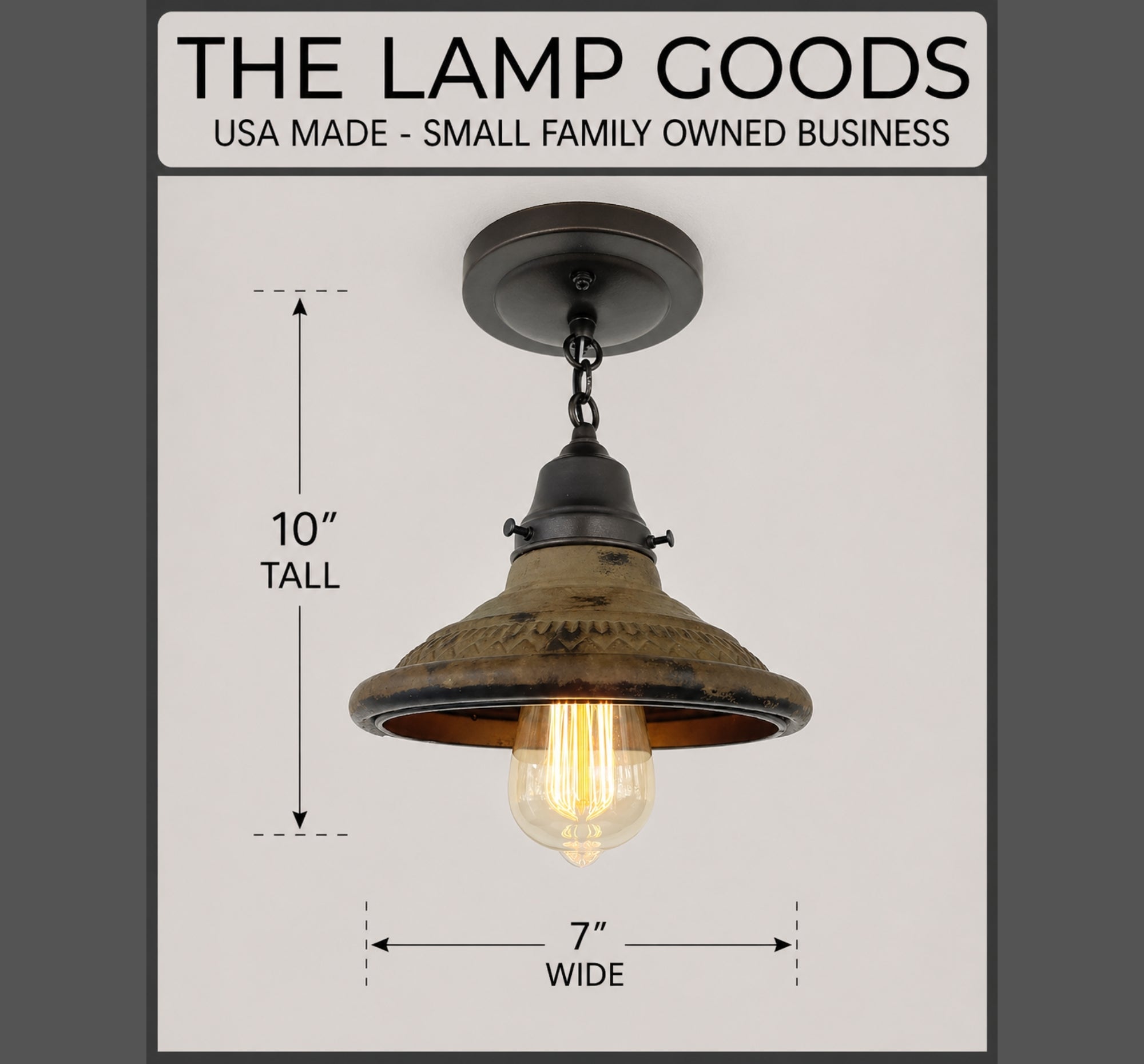 Rustic Industrial Farmhouse Ceiling Light | 7"W | Metal Flush Mount