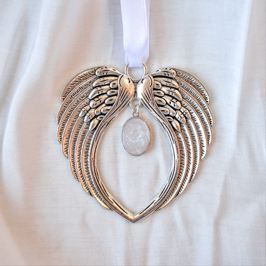 Silver Angel Wings Ornament