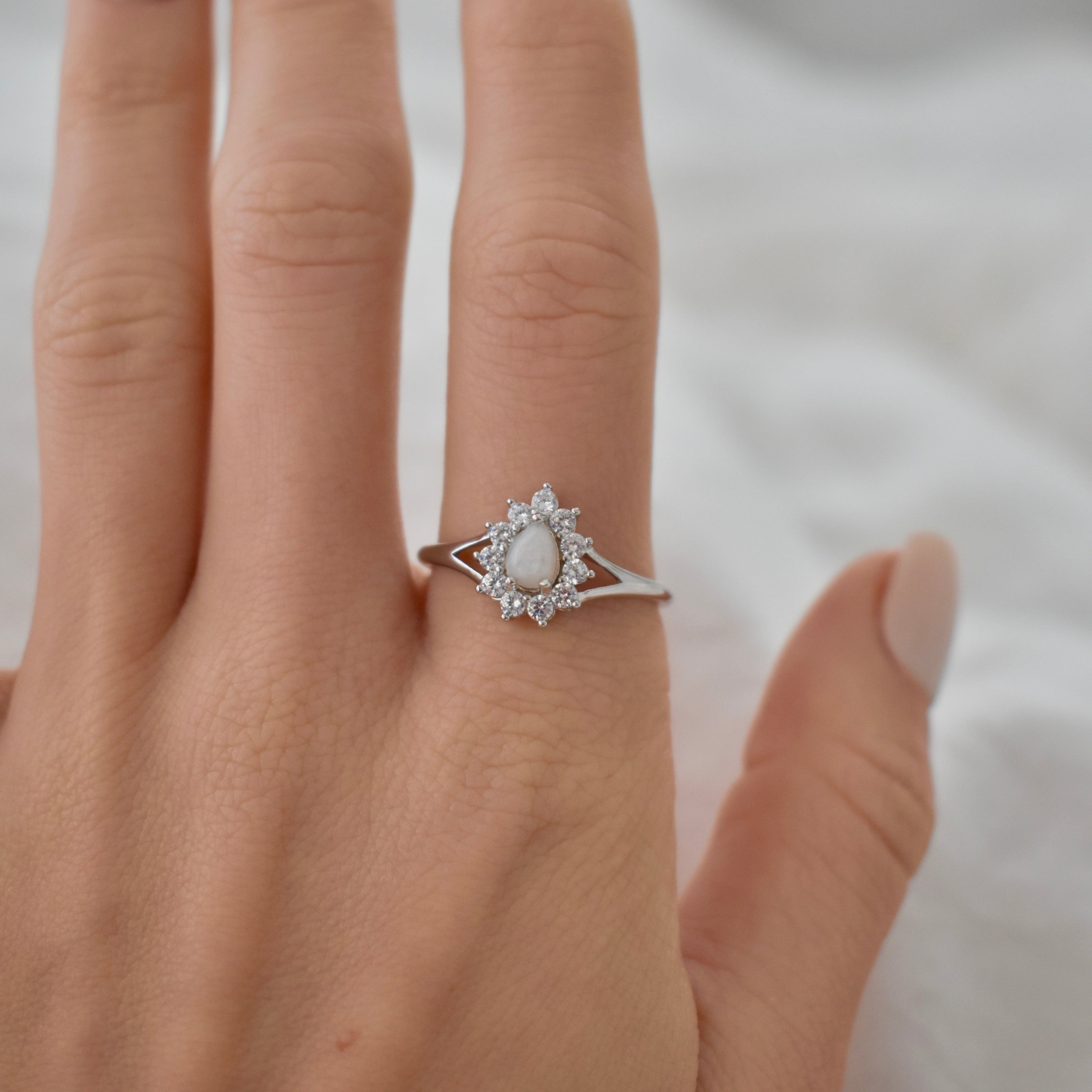 Gem Teardrop Ring