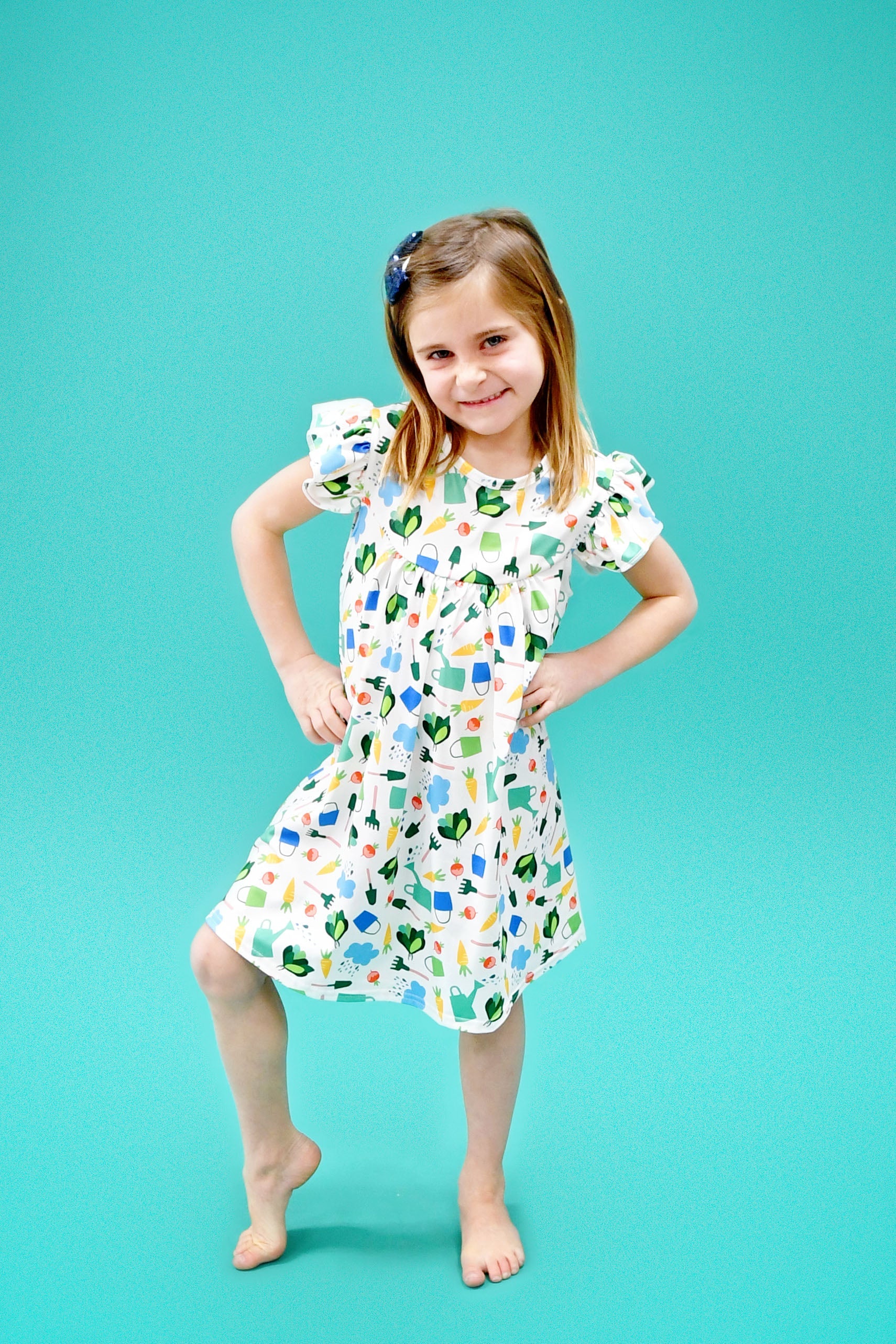 Garden Flutter Milk Silk Dress