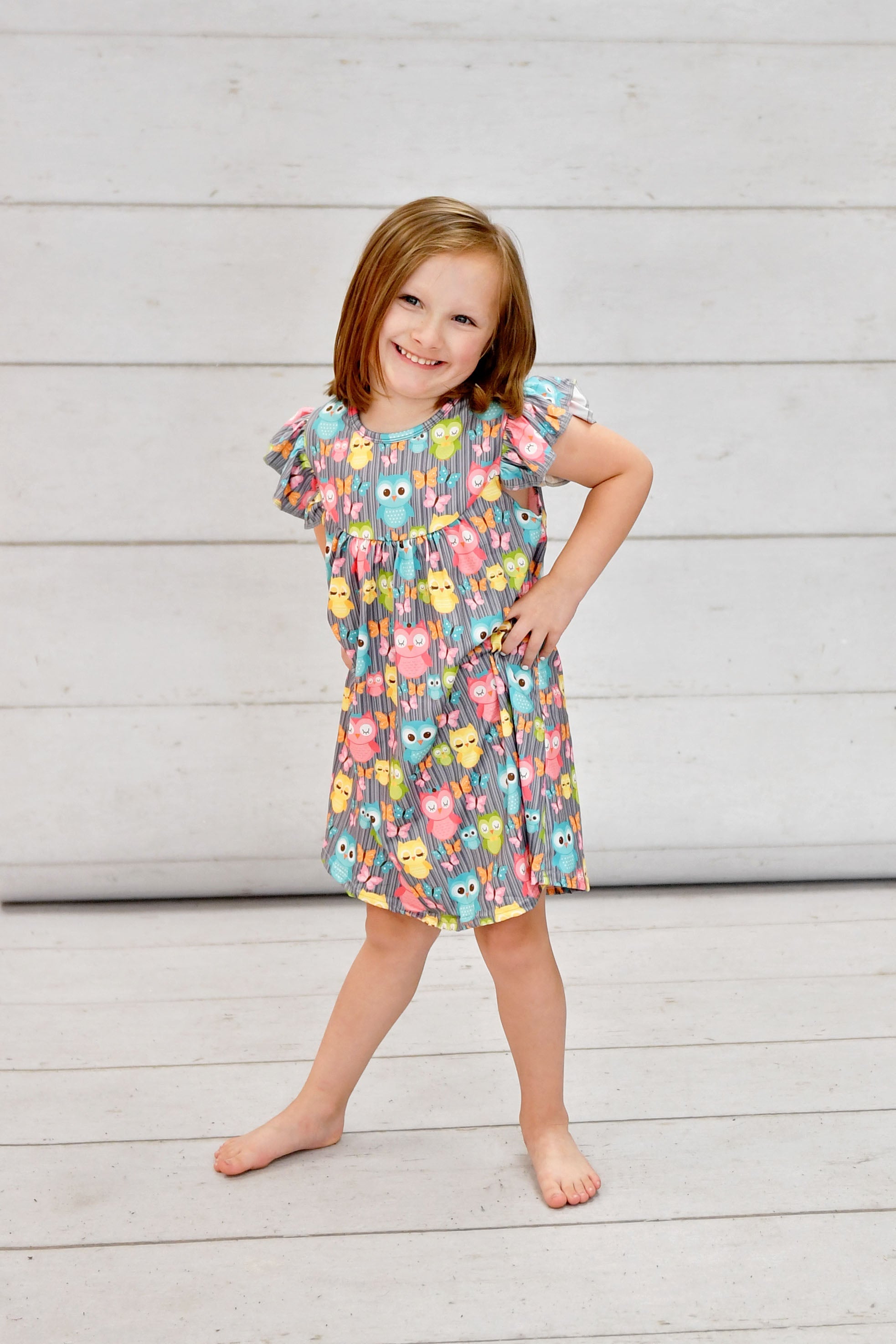 Owl Milk Silk Flutter Dress