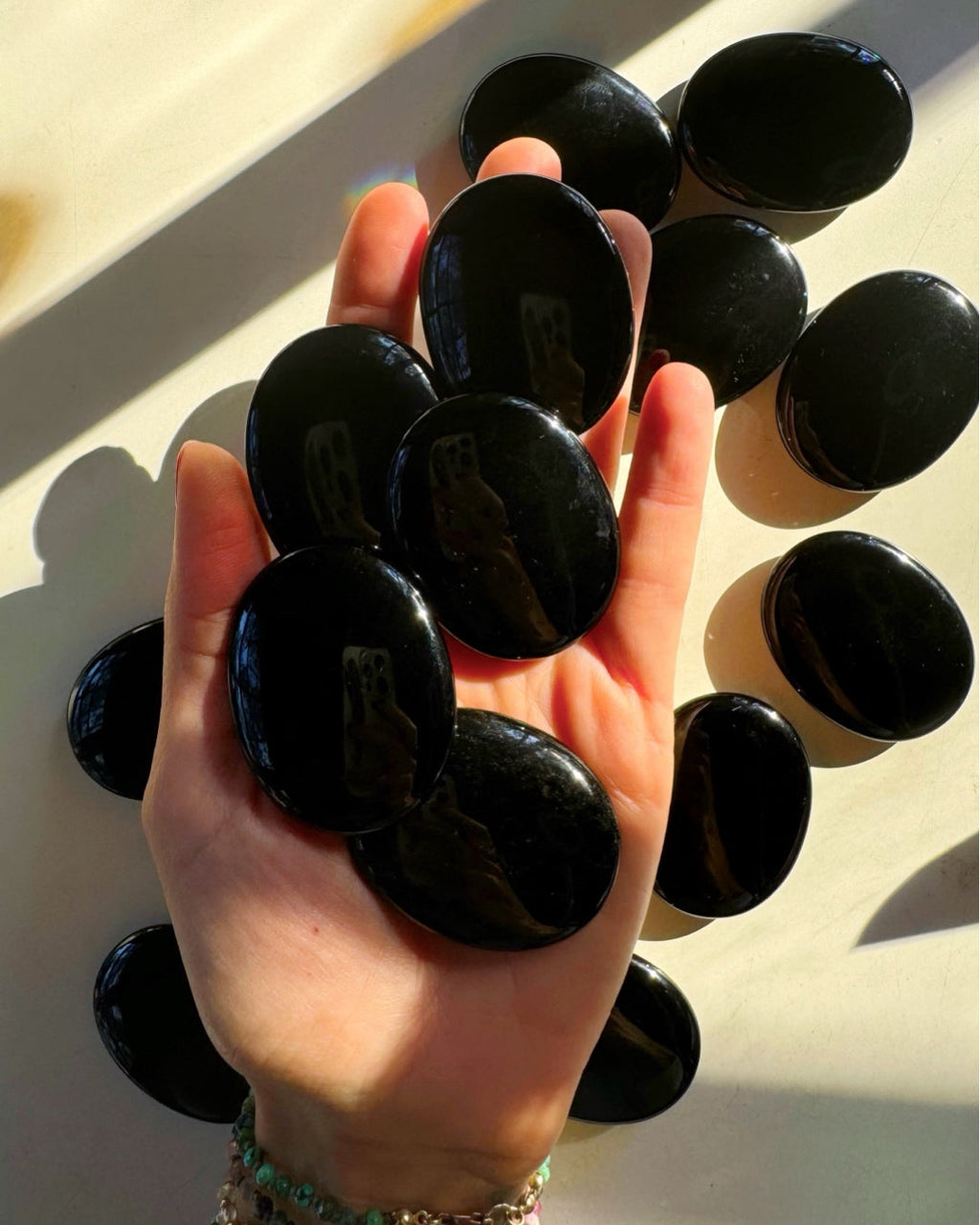 Black Obsidian Flat Palm Stones