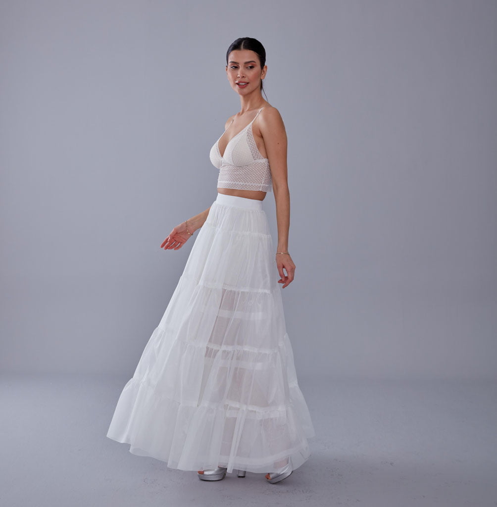 White Petticoat with Elastic Band - Perfect for Parties