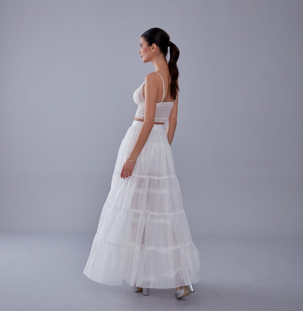 White Petticoat with Elastic Band - Perfect for Parties