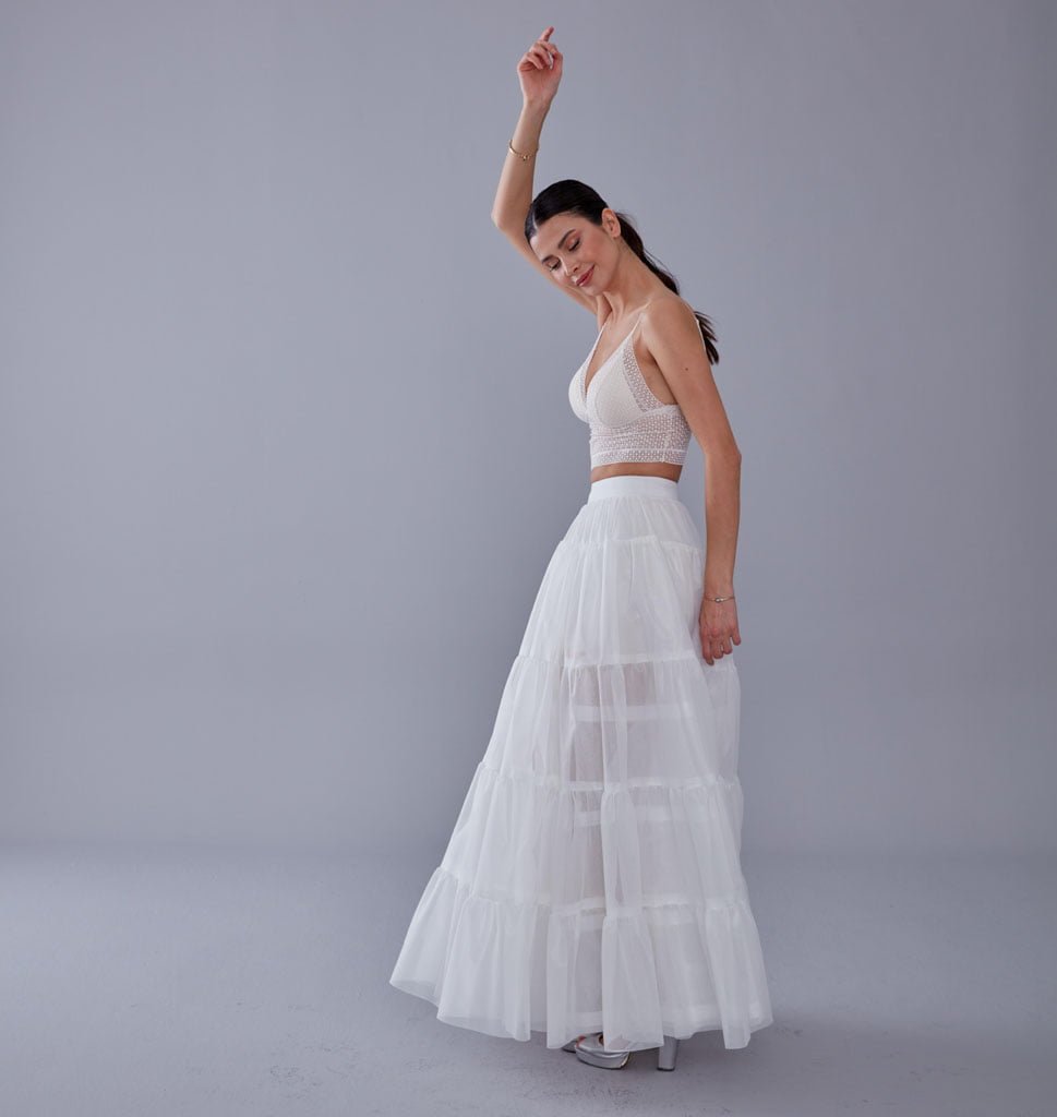 White Petticoat with Elastic Band - Perfect for Parties