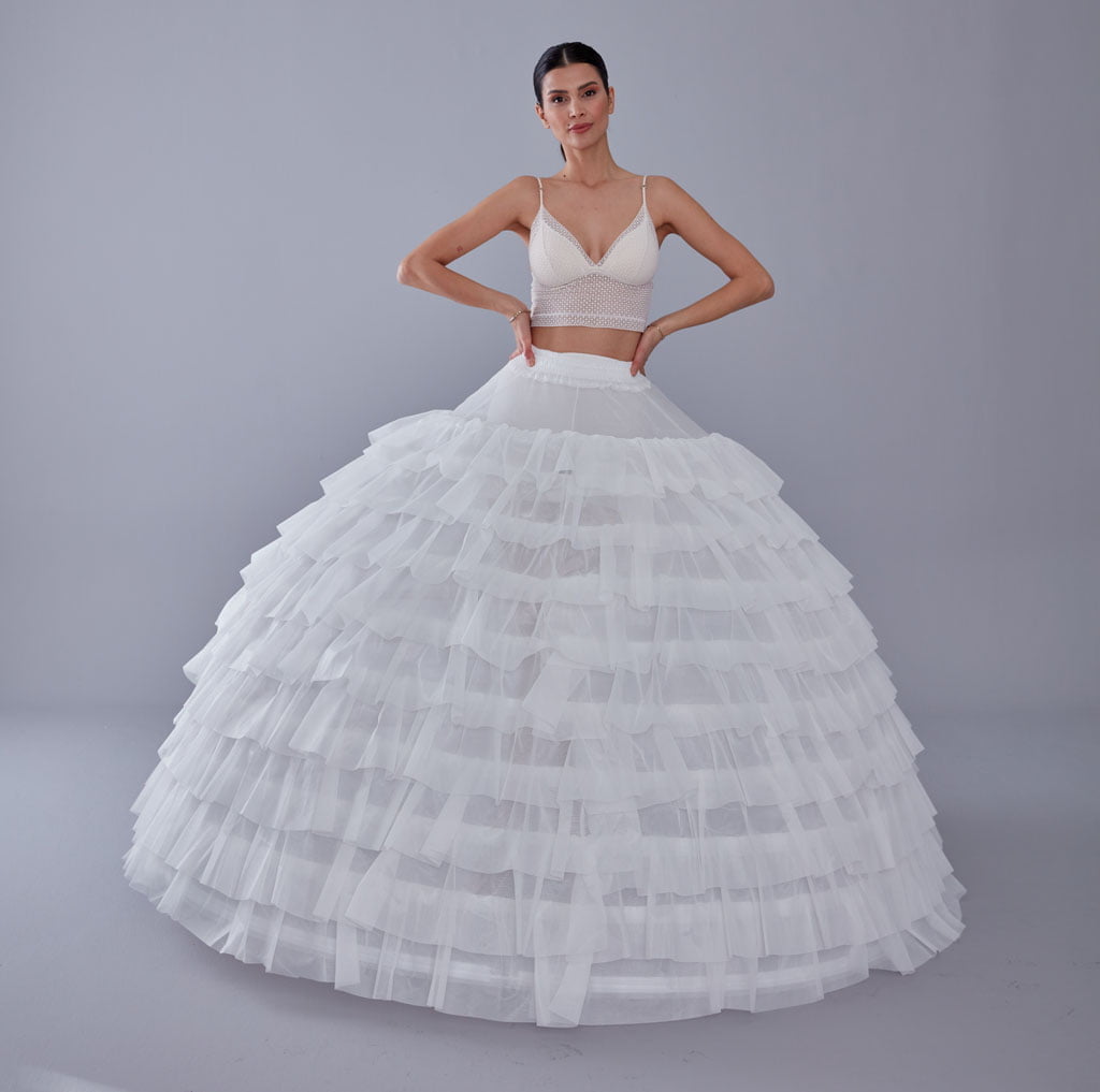 White Petticoat for Wedding Dress, 10 Hoop Bridal Underskirt, Ball Gown Crinoline, Plus Size Petticoat for Prom & Costume