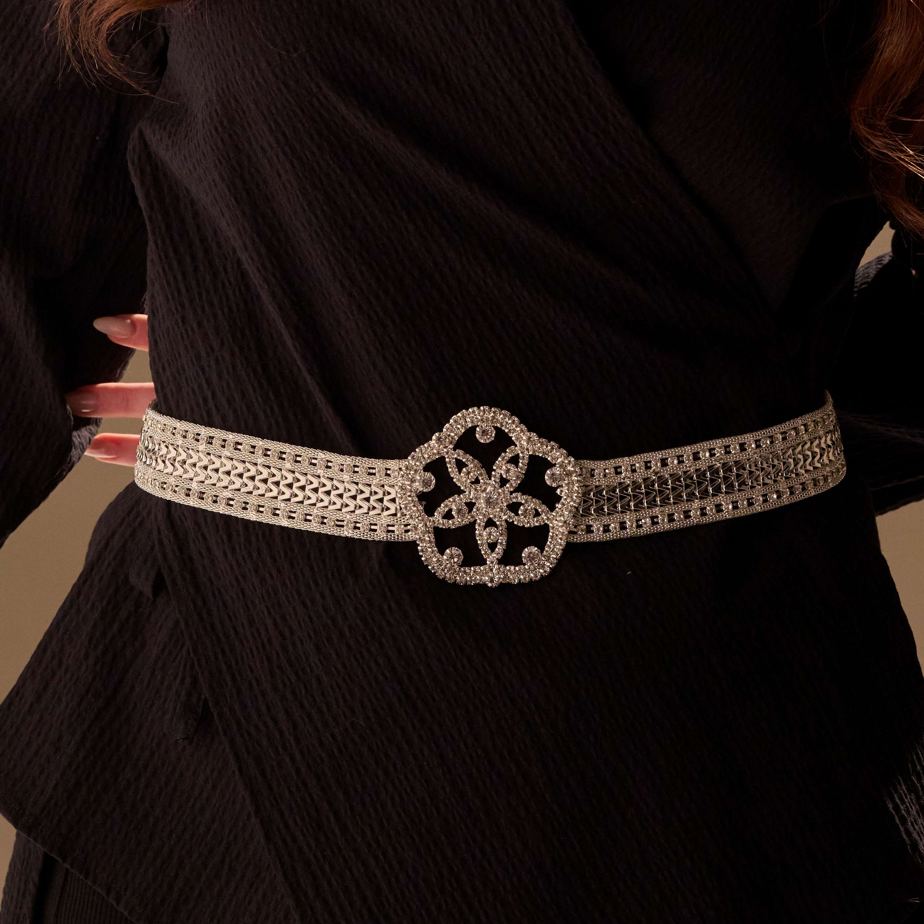 Elegant Silver Flower Belt - Bridal Sash Belt, Jeweled  Belt