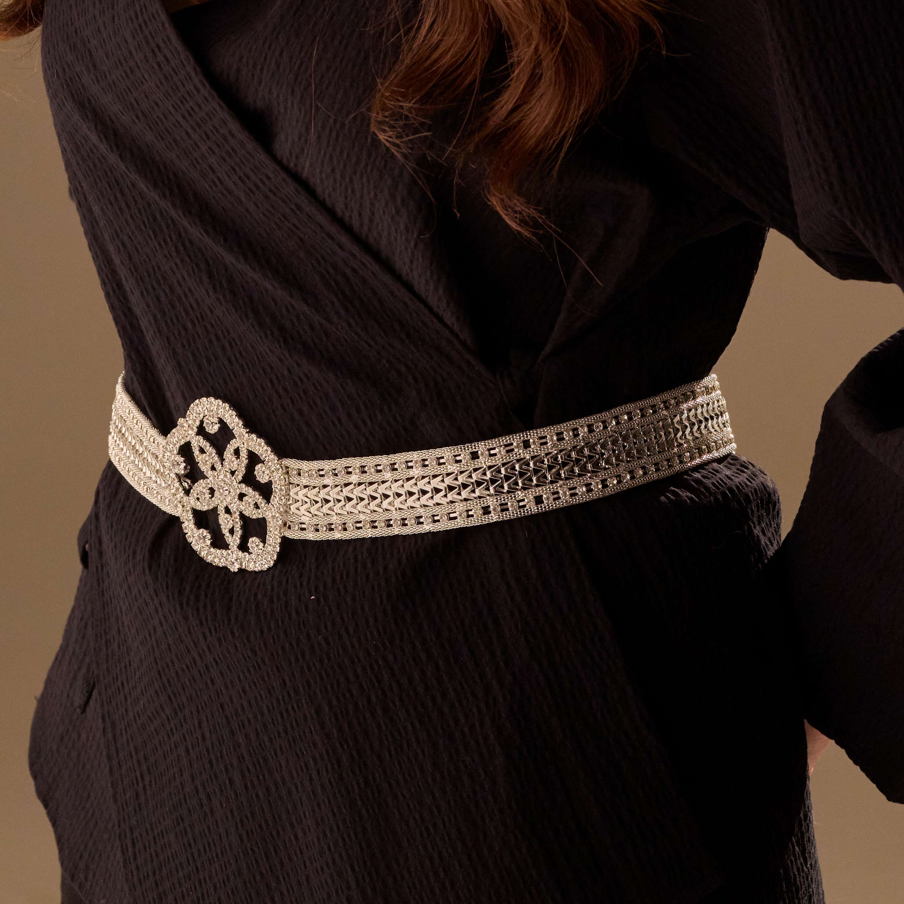 Elegant Silver Flower Belt - Bridal Sash Belt, Jeweled  Belt