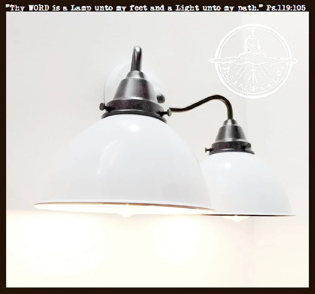 White Enamel Double Wall Light