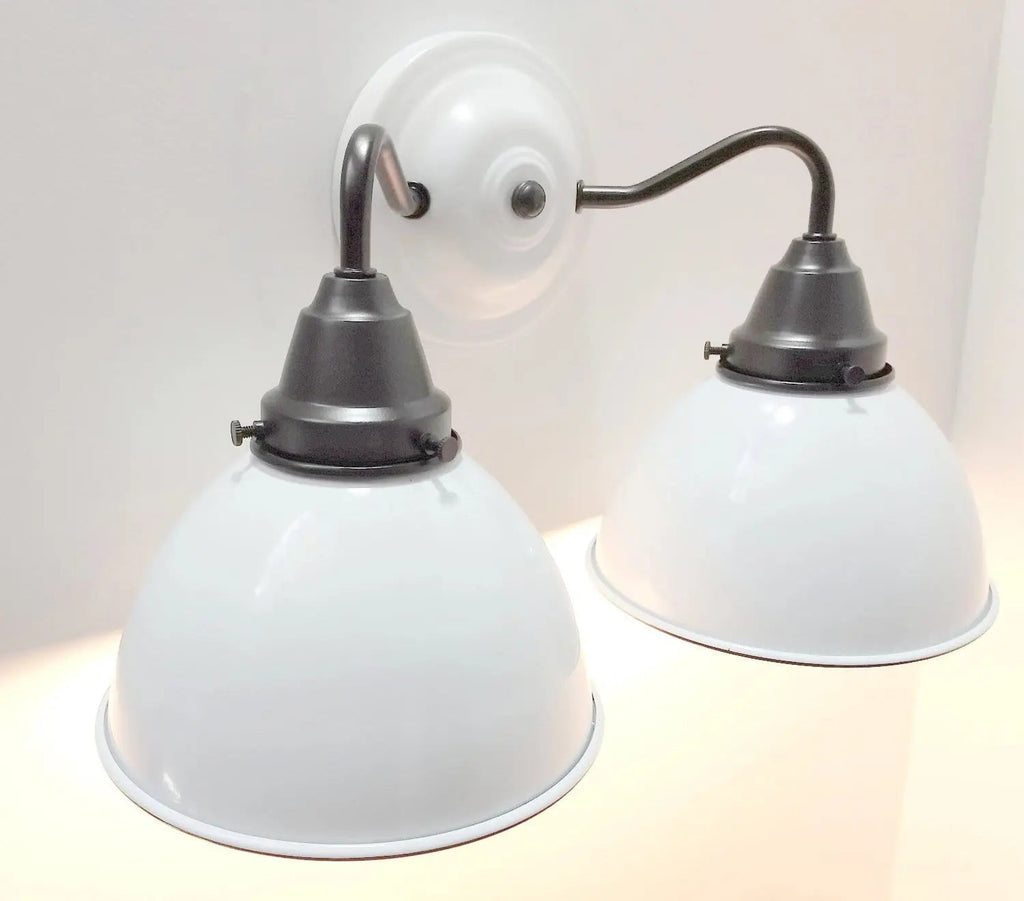 White Enamel Double Wall Light