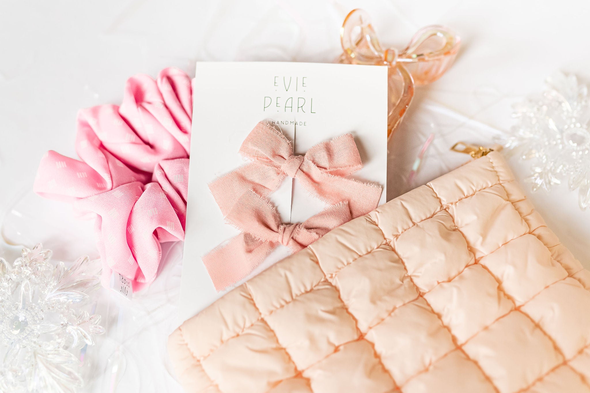 Pink Puffer Zipper Accessory Pouch