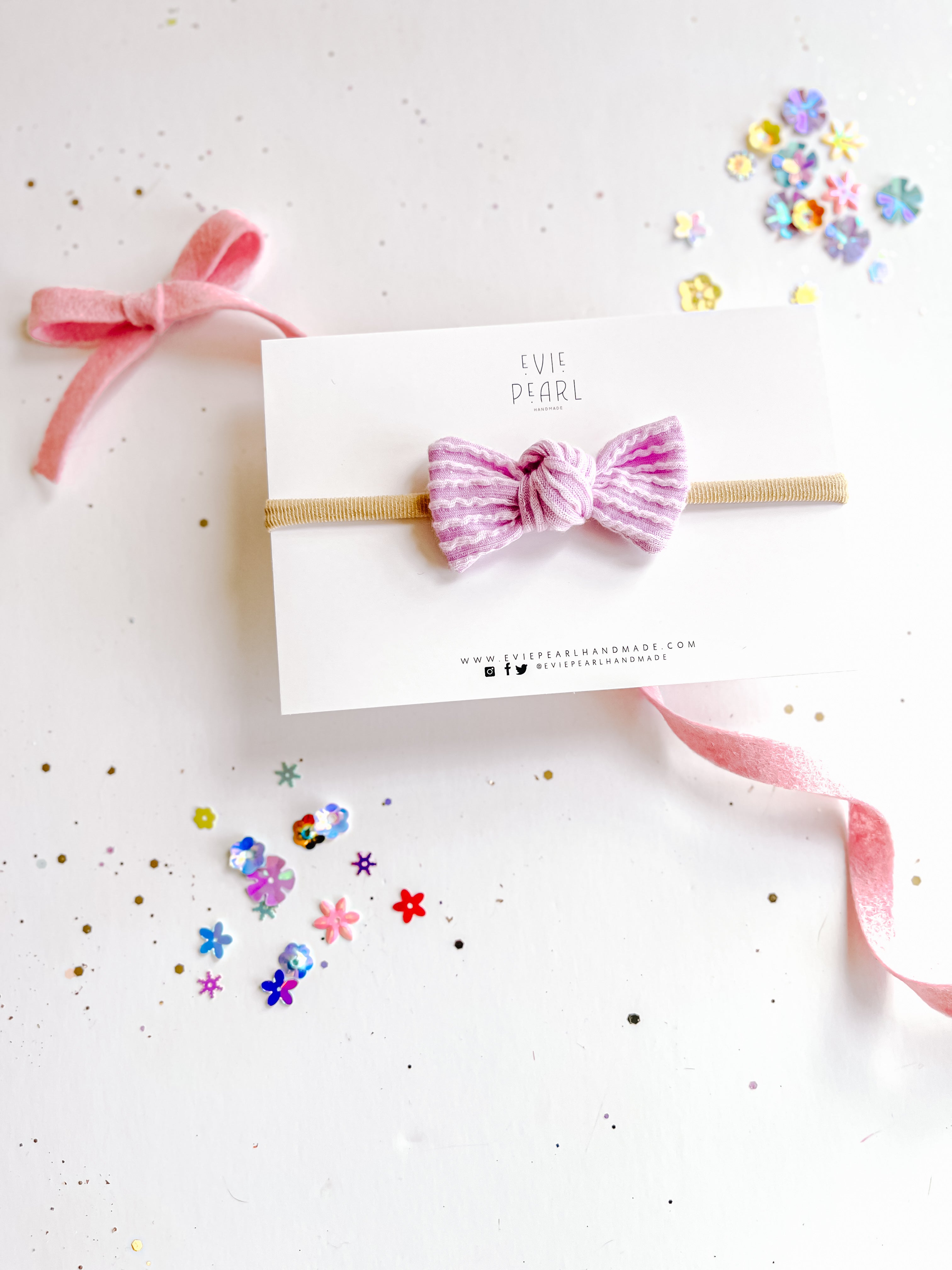 Lilac Ribbed Knot Bow on nylon headband