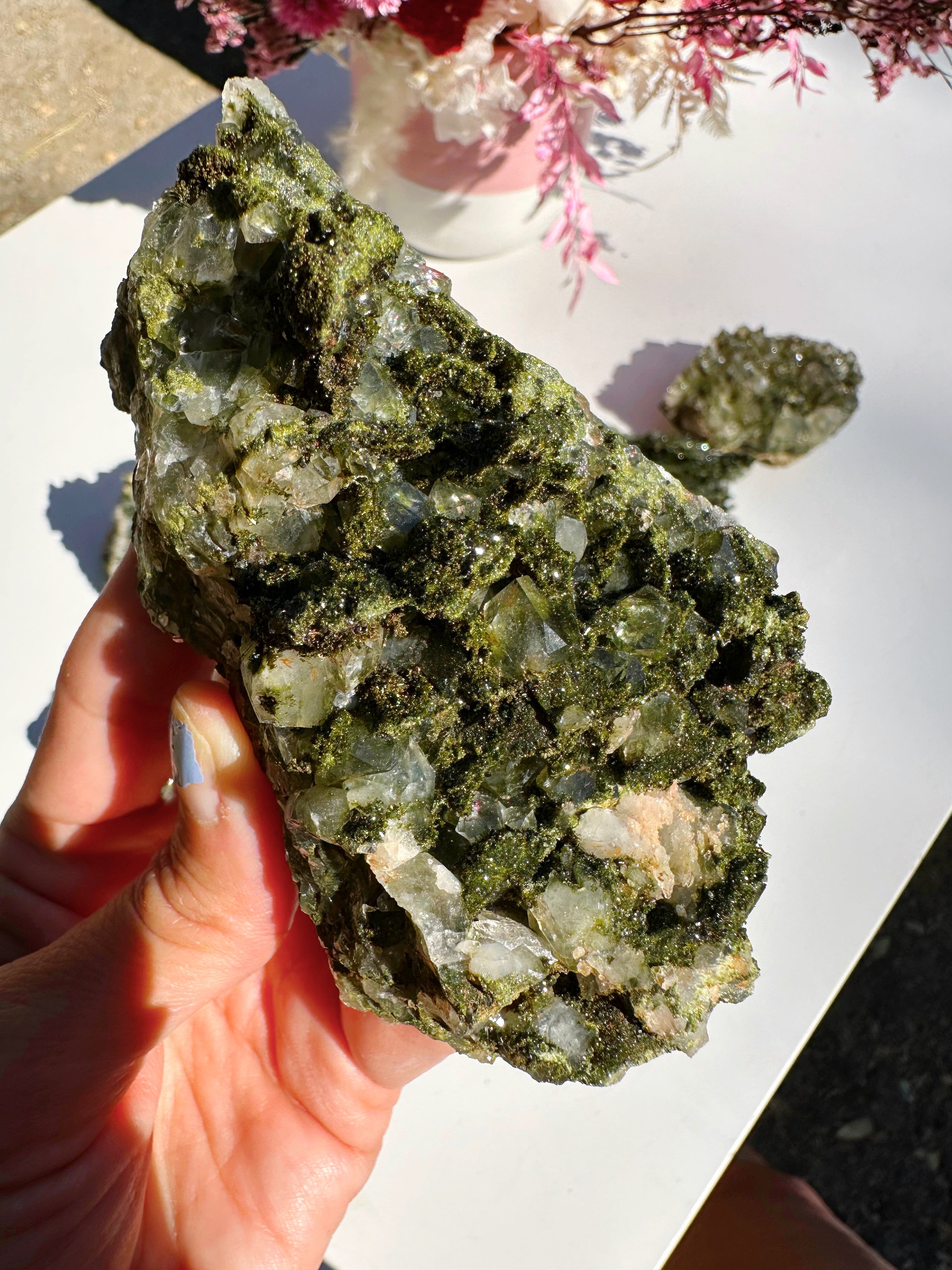 Epidote Quartz Cluster