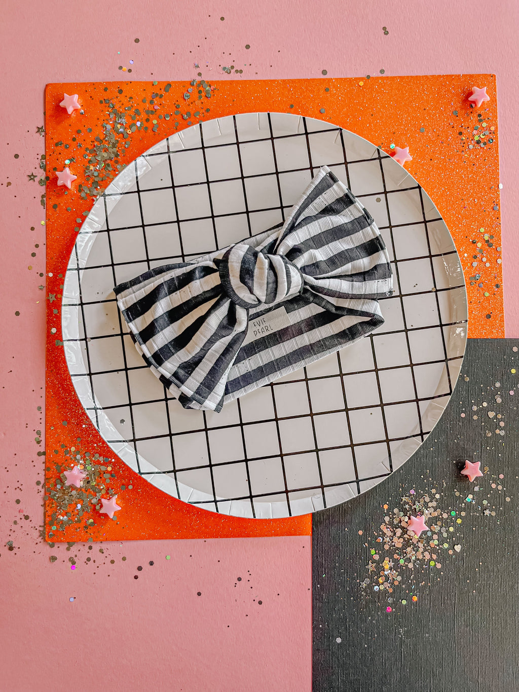 Black|White Baby Bow Turban