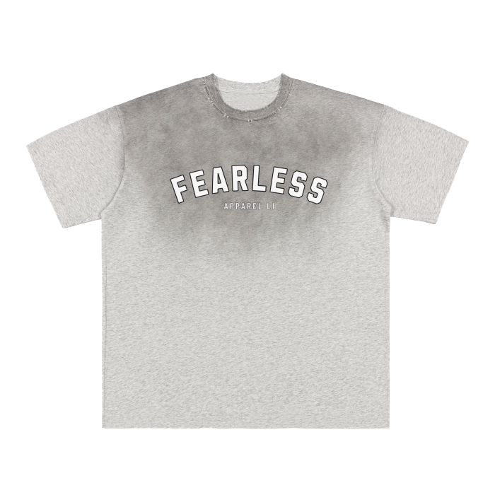 FearLessLI Vintage Washed Aged Gradient Frayed T-Shirt
