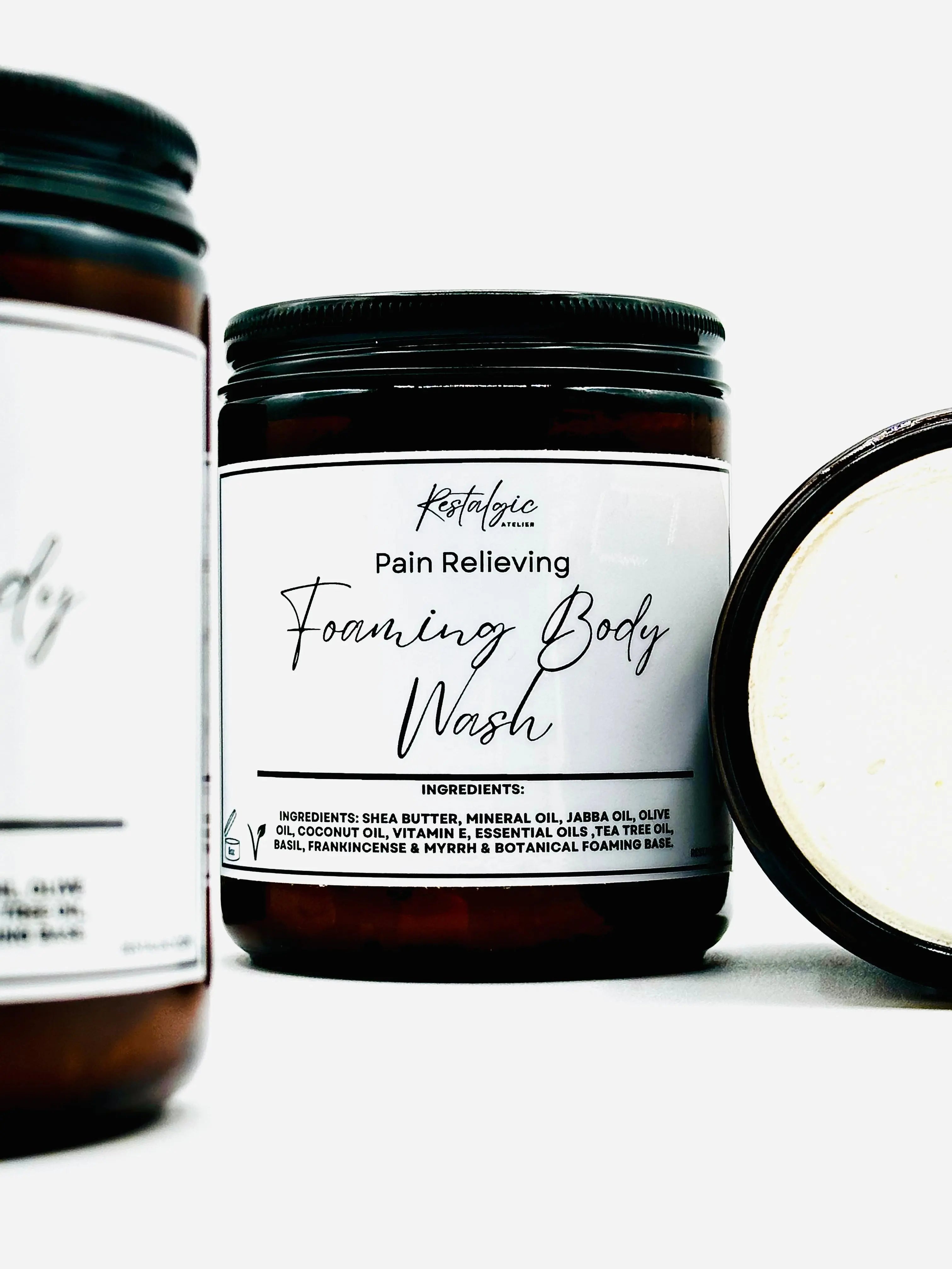 Foaming pain relieving shea butter body wash