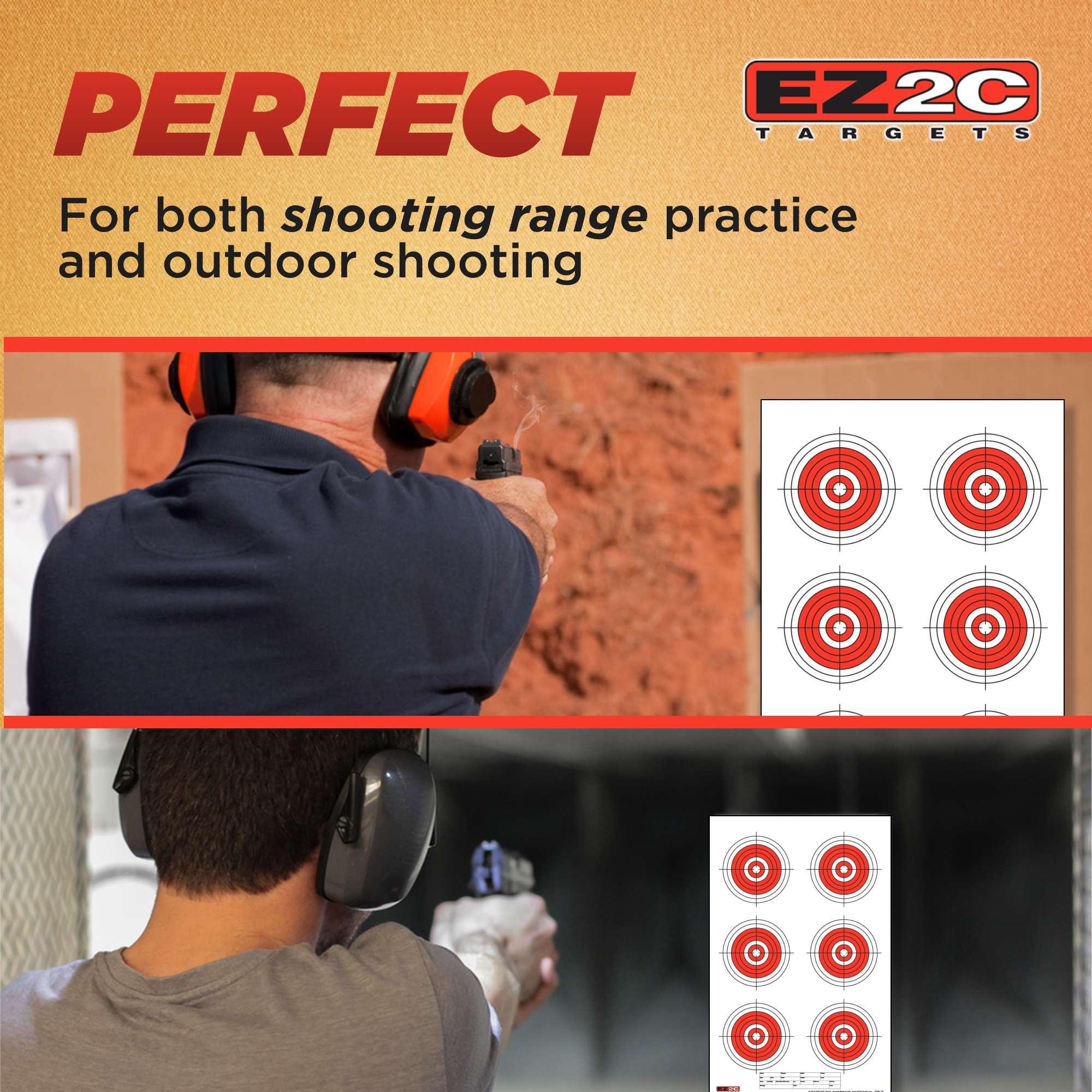 EZ2C Targets #24: Six Bullseye 11"x17" Shooting Paper Target USA MADE