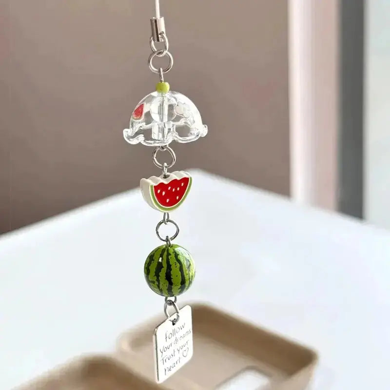 Fruit Keychain Charm – Cute Apple & Watermelon Y2K Bag Charm for Women