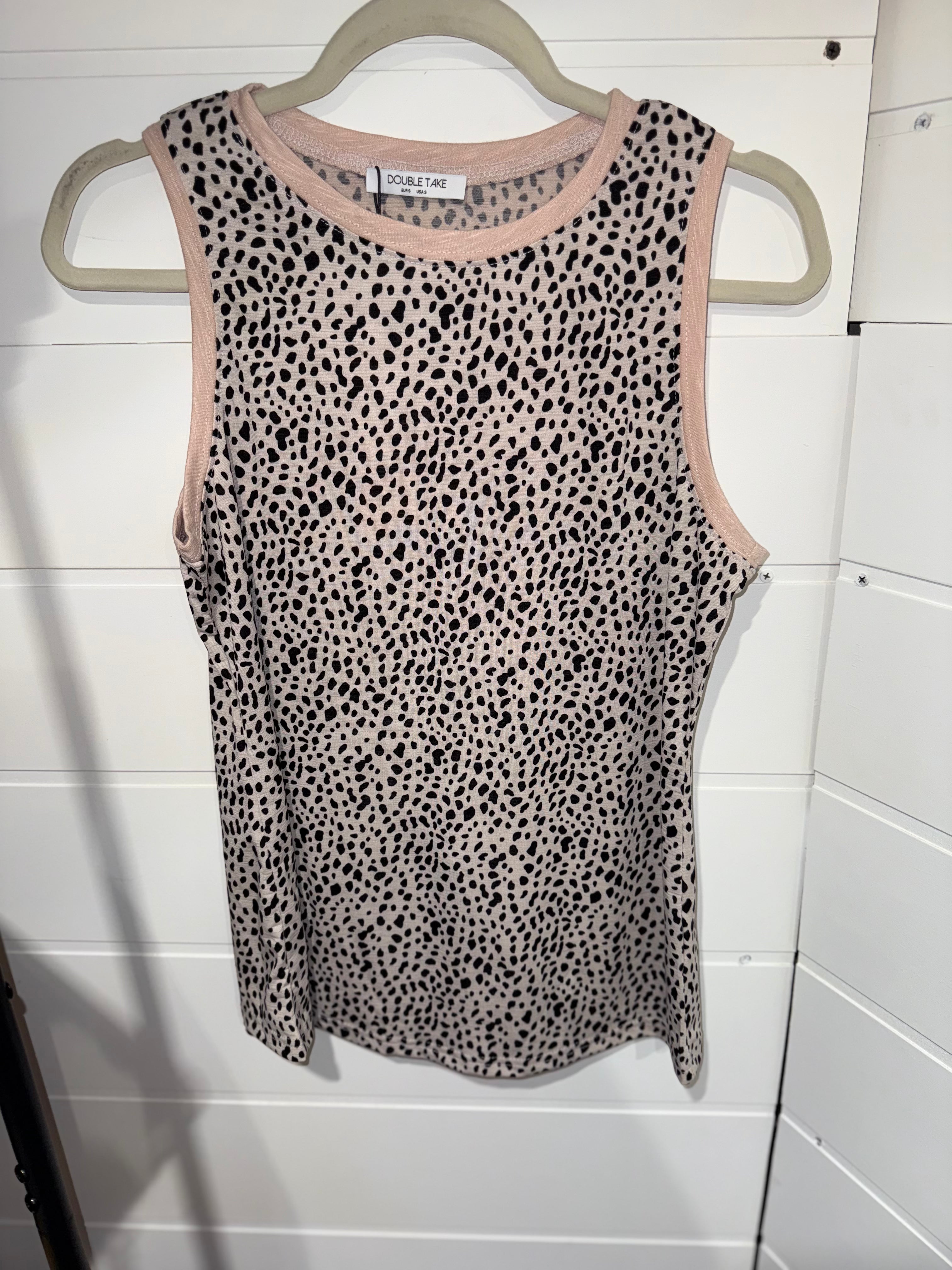 Pink Printed Round Neck Tank