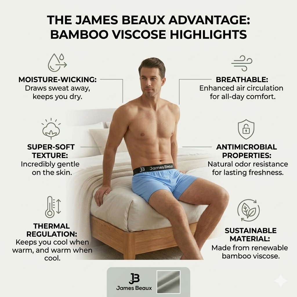 Men's Bamboo Boxer Shorts - Ultra-Soft & Breathable Underwear (Heather Gray)