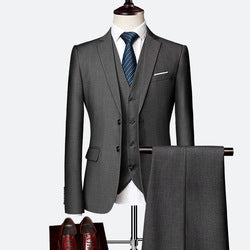 3 Piece Suit Solid Color Blaze Pants & Vest Men's