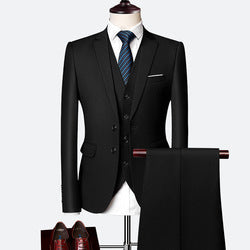 3 Piece Suit Solid Color Blaze Pants & Vest Men's