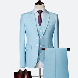 3 Piece Suit Solid Color Blaze Pants & Vest Men's