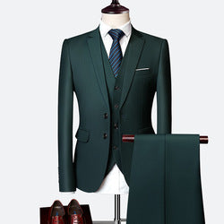 3 Piece Suit Solid Color Blaze Pants & Vest Men's