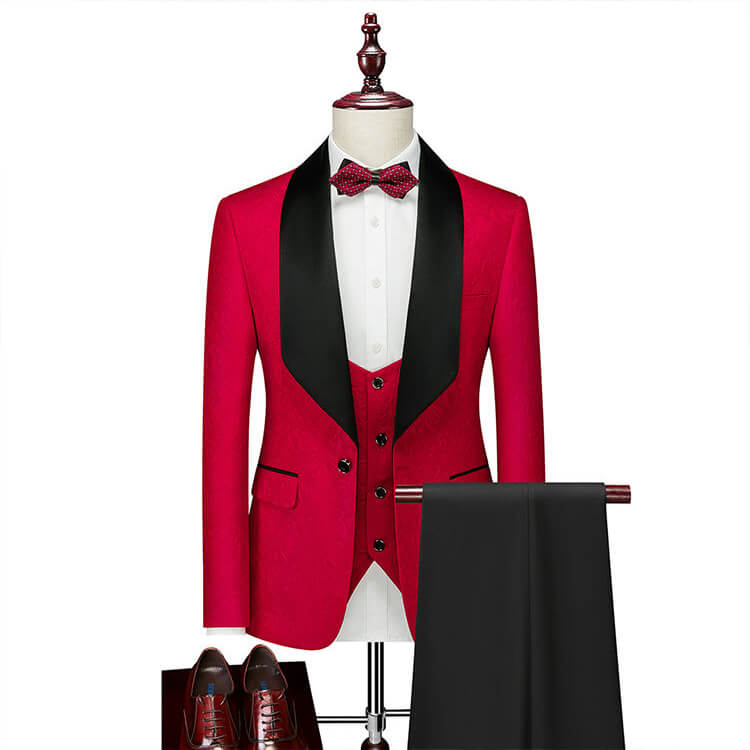 3 Piec Suits Groom Wedding Blazer Jacket Vest & Pants Groomsmen Suits Men's