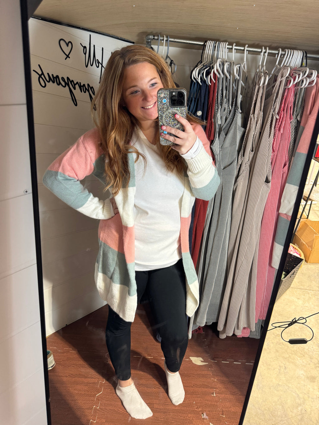 Colorblock Stripe Open-Front Cardigan
