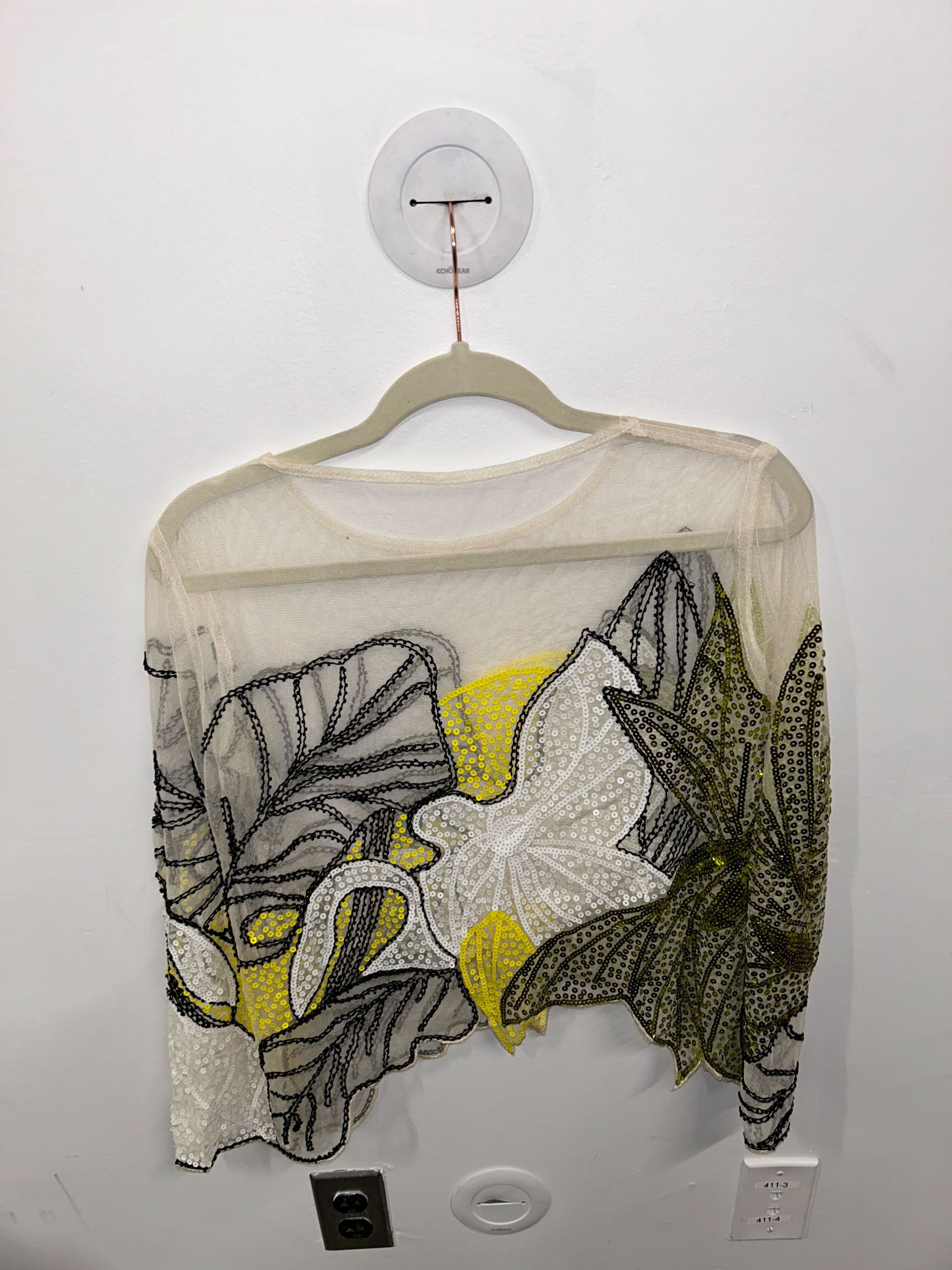 Citron & Onyx Beaded Tulle Top