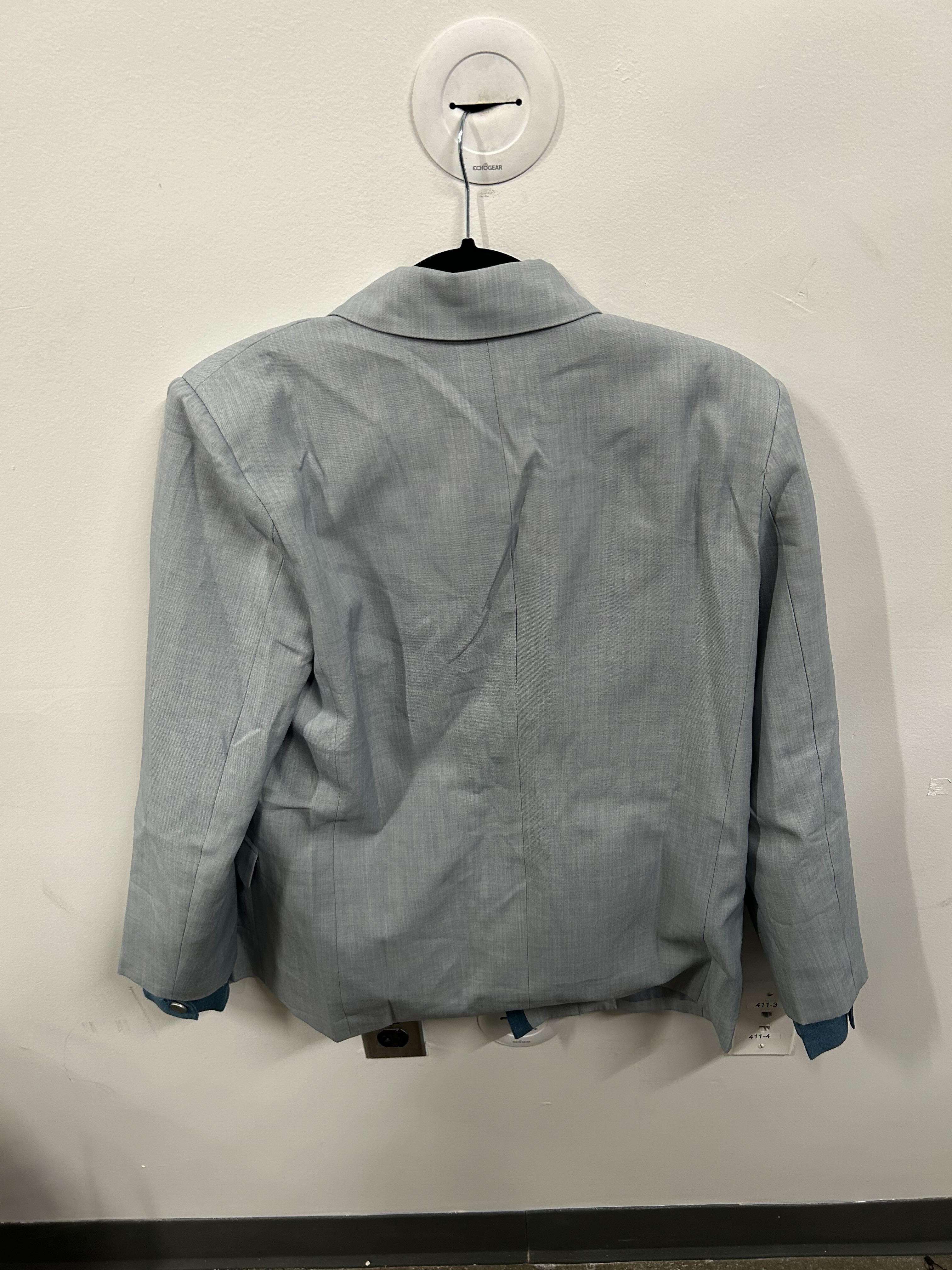 Deconstructed Asymmetric Denim-Trimmed Blazer