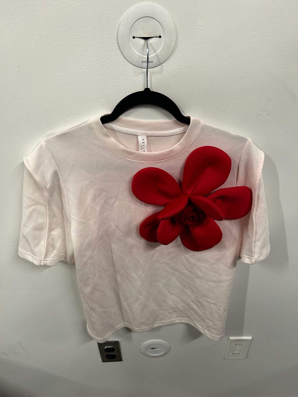 3D Red Blossom Statement Tee