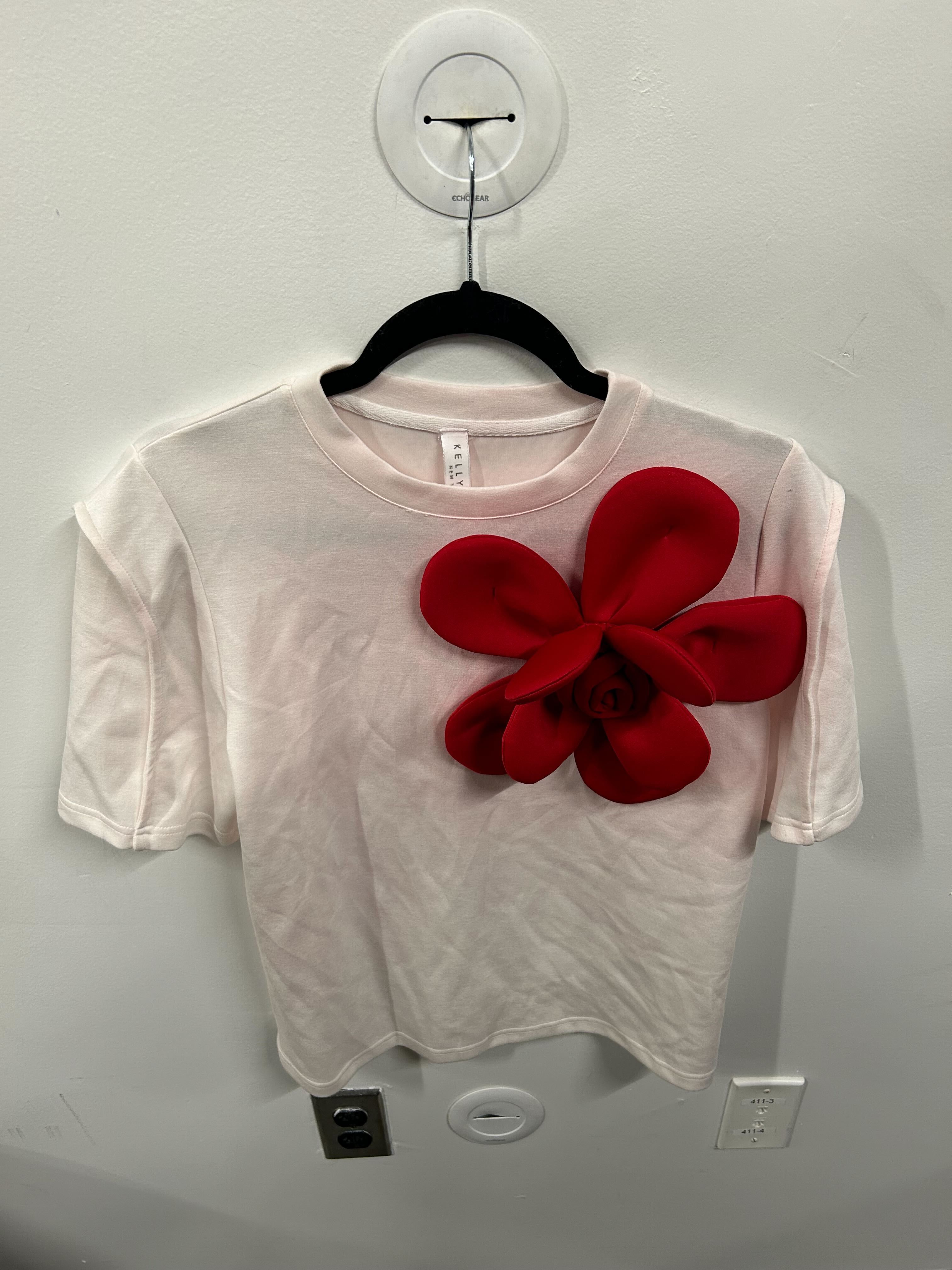 3D Red Blossom Statement Tee