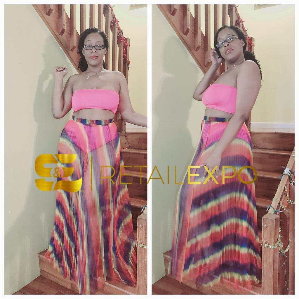"Sweet Like Sugar" Fuchsia Vacation Swimwear Skirt Set