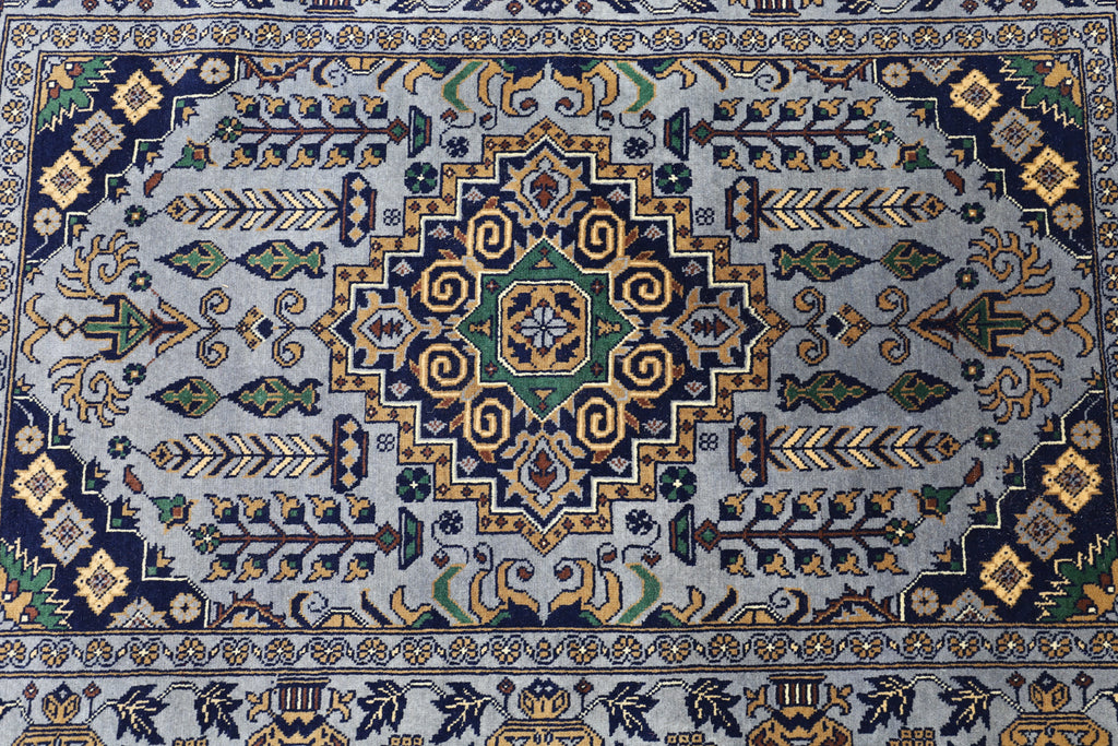 Hand-Knotted Afghani Zerkhaki Wool Rug – 3’4″  x  4’11″