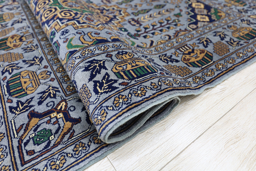 Hand-Knotted Afghani Zerkhaki Wool Rug – 3’4″  x  4’11″